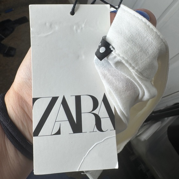 ZARA NWT Cream 100% Cotton Button Up Midi Dress Size Small Side Slits - Picture 10 of 13